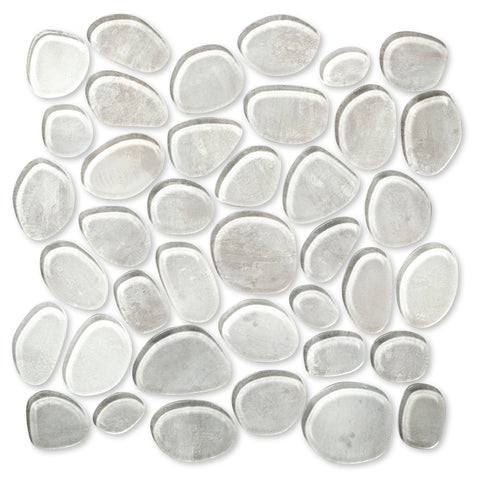 glacier Spindrift Gloss Finish Glass Pebble Mosaic Tile