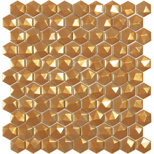 1.4"x1.4" Magic Hexagon Glass Mosaic gold magic tile
