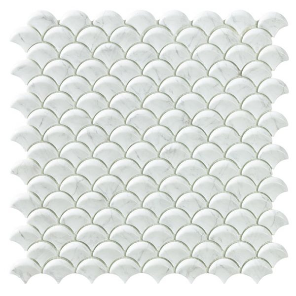1.4"x1.1" Marble Carrara Droplet Glass Mosaic grey marble tile