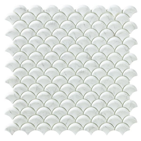 1.4"x1.1" Marble Carrara Droplet Glass Mosaic grey marble tile