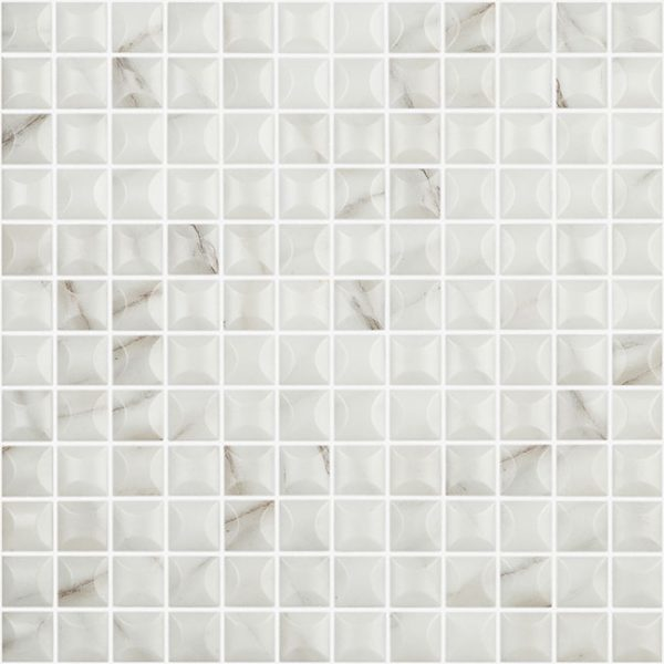 grey 1"x1" Marble Edna Calacatta Squares Glass Mosaic