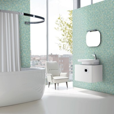 1"x1" Colour Plus Squares Glass Mosaic jade tile