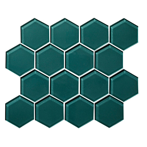 lagoon Hexagon Gloss Glass Mosaic