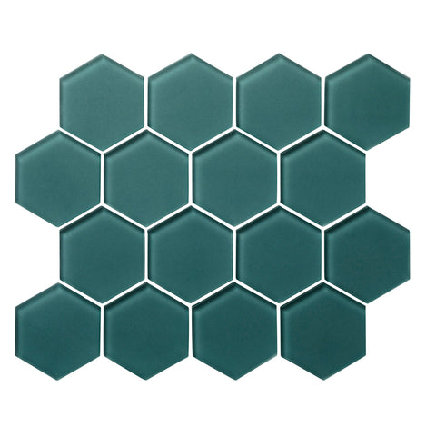 lagoon Hexagon Matte Glass Mosaic