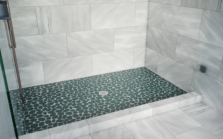 lagoon floor tile Spindrift Matte Finish Glass Pebble Mosaic Tile