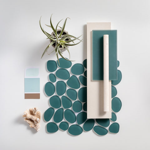 Spindrift Matte Finish Glass Pebble Mosaic Tile