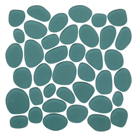 lagoon Spindrift Matte Finish Glass Pebble Mosaic Tile