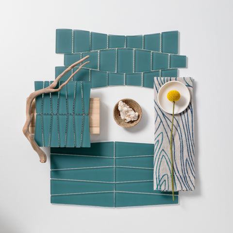 Waveline Matte Finish Glass Mosaic Tile