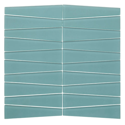 lagoon Waveline Matte Finish Glass Mosaic Tile