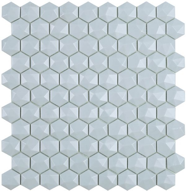 light blue 1.4"x1.4" Nordic 3D Hexagon Glass Mosaic tile