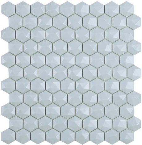 light blue 1.4"x1.4" Nordic 3D Hexagon Glass Mosaic tile