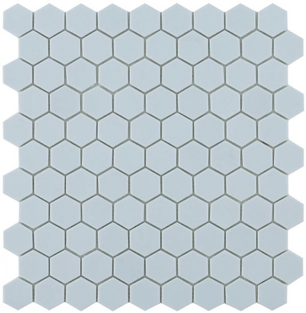 light blue 1.4"x1.4" Nordic Hexagon Glass Mosaic tile