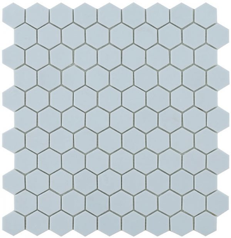 light blue 1.4"x1.4" Nordic Hexagon Glass Mosaic tile
