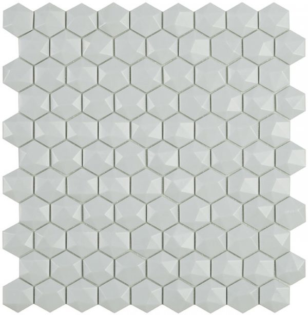 light grey 1.4"x1.4" Nordic 3D Hexagon Glass Mosaic tile