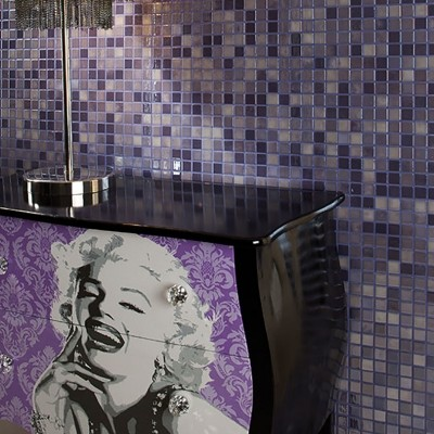 1"x1" Lux Squares Glass Mosaic living room tile