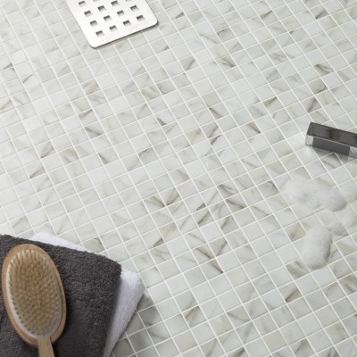 floor tile 1"x1" Marble Calacatta Squares Glass Mosaic