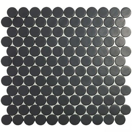 matte black 1"x1" Matte Penny Round Glass Mosaic tile