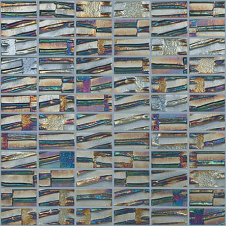 metallic 1"x2" Moon Brick Glass Mosaic