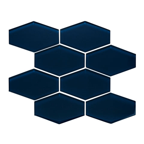 midnight Elongated Hexagon Gloss Glass Mosaic