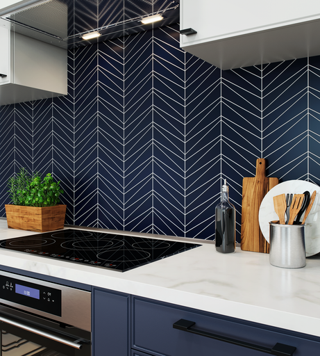 midnight kitchen tile Palms Matte Glass Mosaic Tile