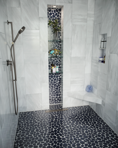 Spindrift Matte Finish Glass Pebble Mosaic Tile