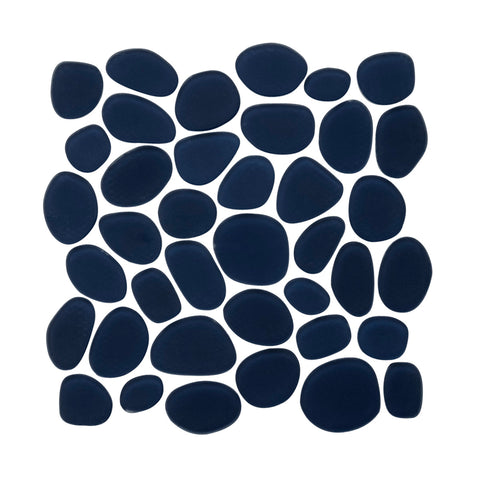 midnight Spindrift Matte Finish Glass Pebble Mosaic Tile