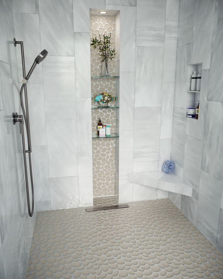 Spindrift Matte Finish Glass Pebble Mosaic Tile