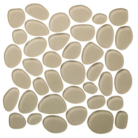 mojave Spindrift Matte Finish Glass Pebble Mosaic Tile