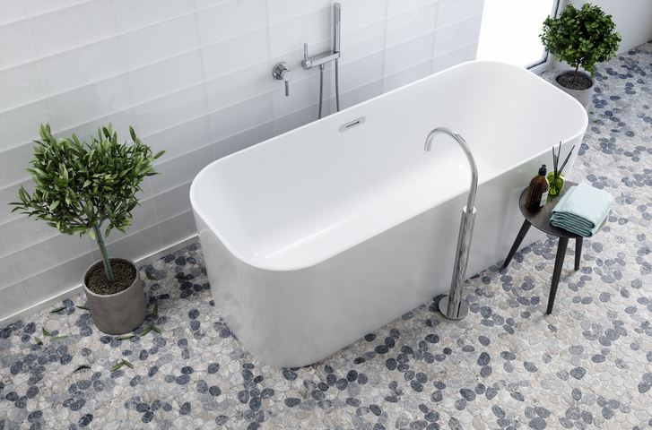 motley grey Cobbles Tumbled Pebble Tile