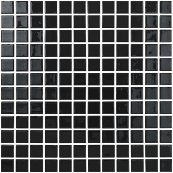 1"x1" Solid Squares Glass Mosaic negro tile