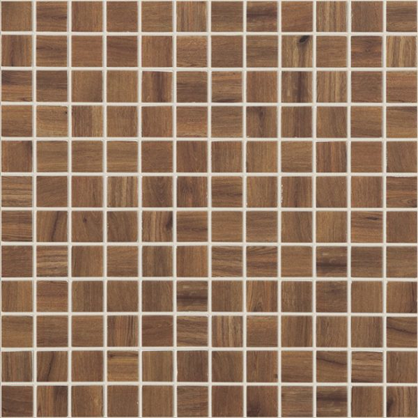 nogal 1"x1" Wood Squares Glass Mosaic tile