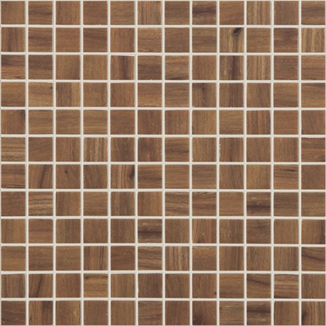nogal 1"x1" Wood Squares Glass Mosaic tile