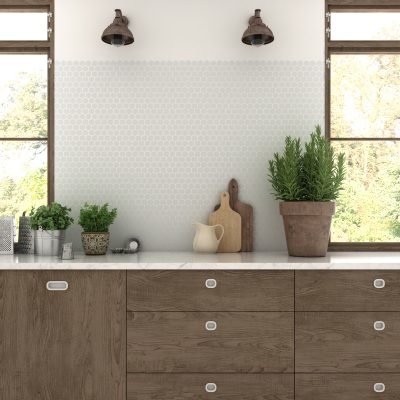 backsplash 1.4"x1.4" Nordic Hexagon Glass Mosaic tile