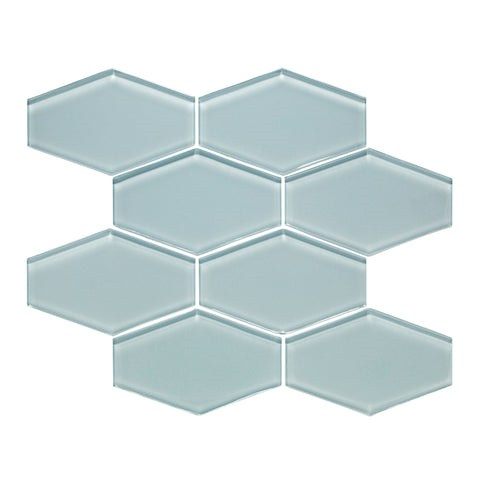 oceania Elongated Hexagon Gloss Glass Mosaic
