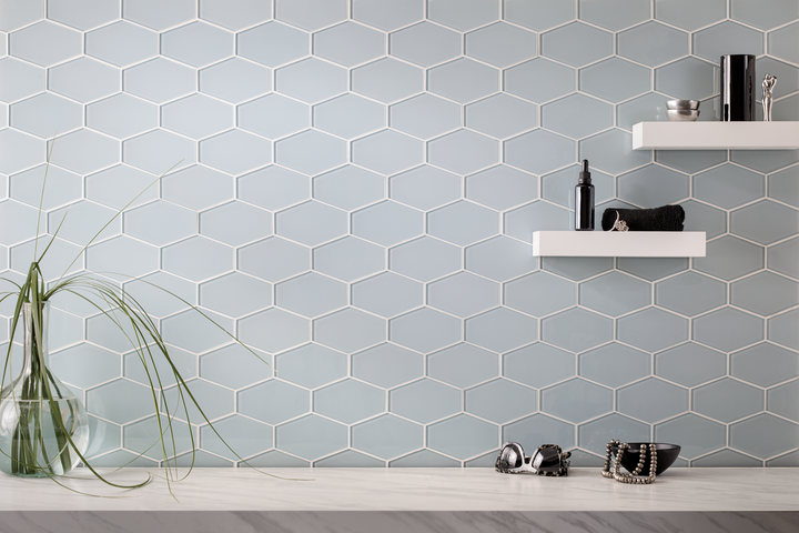 Elongated Hexagon Matte Glass Mosaic