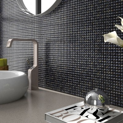 bathroom tile 0.5"x0.5" Pearl Dots Glass Mosaic