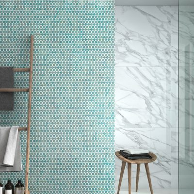 1"x1" Bright Penny Round Glass Mosaic wall tile