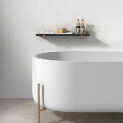 white wall 1"x1" Matte Penny Round Glass Mosaic tile