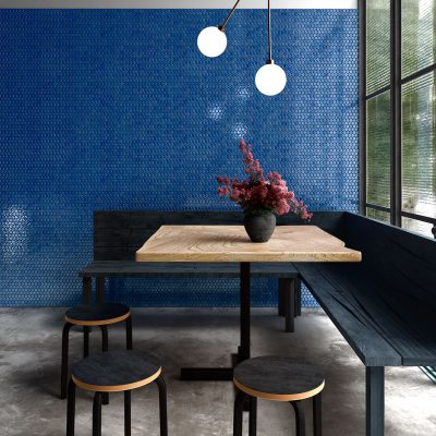 1"x1" Bright Penny Round Glass Mosaic restaurant tile