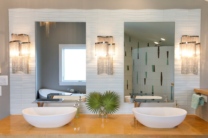 pure silk Waveline Gloss Finish Glass Mosaic Tile