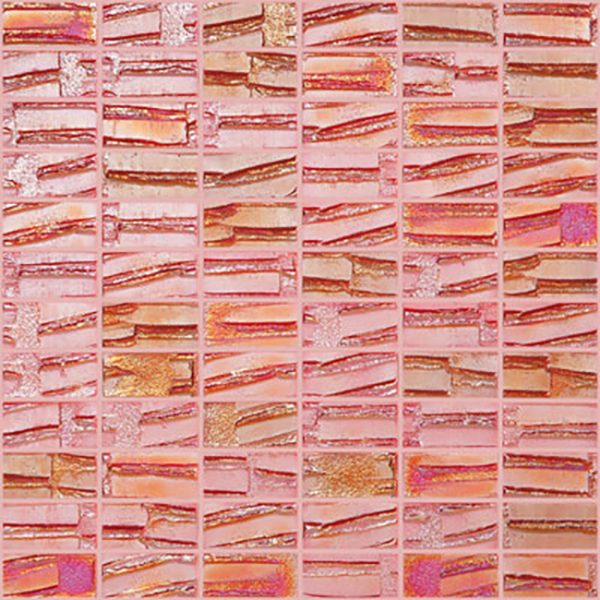 red 1"x2" Moon Brick Glass Mosaic