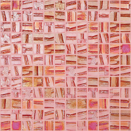 red 1"x1" Moon Squares Glass Mosaic