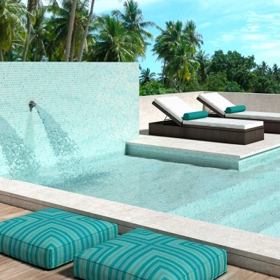 pool tiles 1.4"x1.4" Shell Hexagon Glass Mosaic