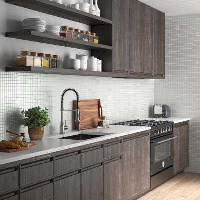 kitchen tile Shell Squares Glass Mosaic