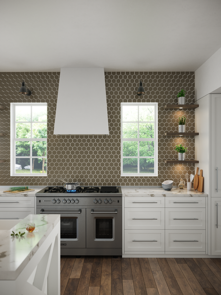 smoke Hexagon Gloss Glass Mosaic