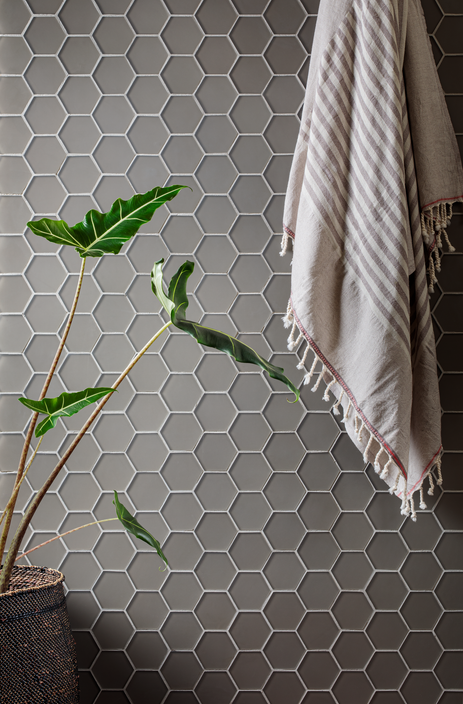 smoke Hexagon Matte Glass Mosaic