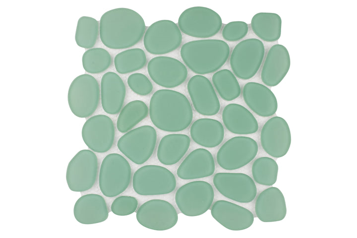 spring Spindrift Matte Finish Glass Pebble Mosaic Tile