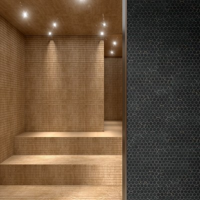 supreme 1.4"x1.4" Supreme Hexagon Glass Mosaic tile