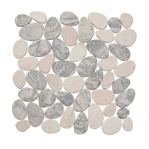swirl grey beige Cobbles Tumbled Pebble Tile