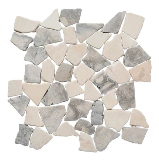 swirl grey beige Random Tumbled Mosaic Tile